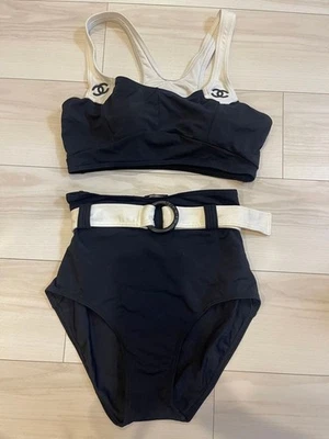Chanel Bikini Traje de Baño Traje de Baño Talla 38 Negro Blanco De Colección Auténtico Raro Foto 1 de 4