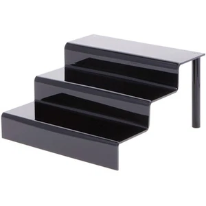 Plymor Negro Acrílico 3 Pasos Expositor Escaleras, 6.375" H x 12" W x 12.625" D - Imagen 1 de 1
