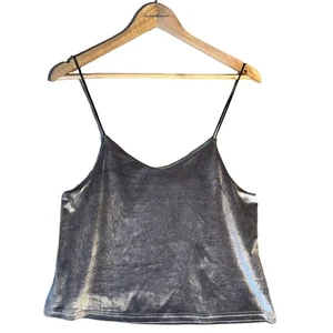Top corto cami de terciopelo gris - Imagen 1 de 5