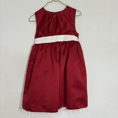 Vestido Cherokee para niñas pequeñas sin mangas de tul con ribete en la parte inferior rojo/crema talla 5 Foto 1 de 4