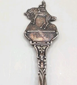 TEXAS BUCKING BRONCO Vintage Figural Silverplate Collectors Spoon TX Horse Rider - Picture 1 of 5