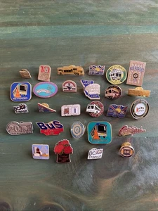 Vintage City Bus Lapel Pin Tie Tack Colorful - Lot of 27 - Portland Seattle BC - Picture 1 of 12