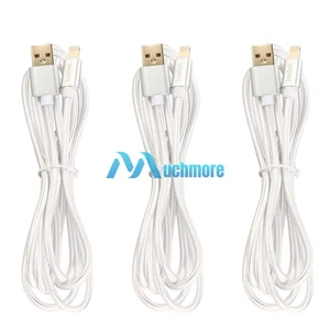 3pc 6.6ft Braided Fast Charger Cable Heavy Duty For iPad iPhone 13 12 11 X XR 8 - Picture 1 of 6