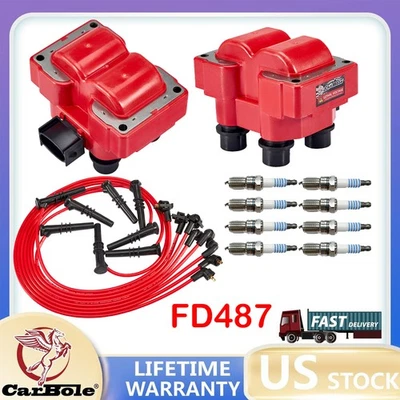 Bobina de encendido y bujía y cable de iridio para Ford F150 F-250 1997-99 4,6 L FD487 Foto 1 de 4