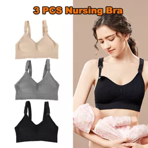 3PCS Seamless Women Pregnant Nursing Bra Wire-Free Full Support Breastfeed - Picture 1 of 20
