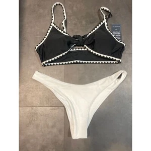 Black and white two-piece swimwear size medium A-53 - Picture 1 of 3