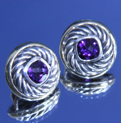 Aretes David Yurman Amatista Oro 14K 585 y Plata de Ley 925 Foto 1 de 4