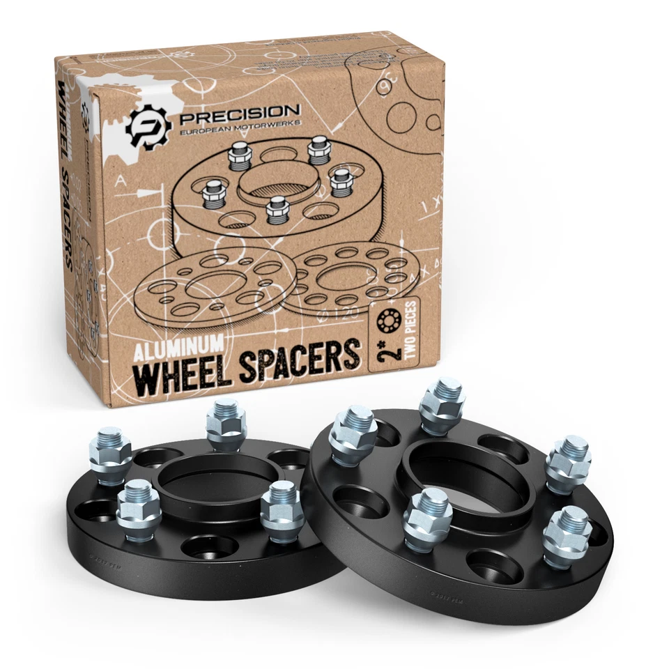 25mm (1") Hubcentric Wheel Spacers | 5x100 | 56.1mm Hub | 12x1.25 Studs | Black - Image 1 of 4
