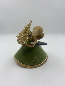 VTG Koestel Wax Angel Tree Topper  With Velvet Dress West Germany - Picture 1 of 6