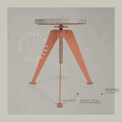 Delta Rocket – Industrie Design Vintage Drehstuhl Hocker aus Metall mit Holzsitz - Bild 1 von 4