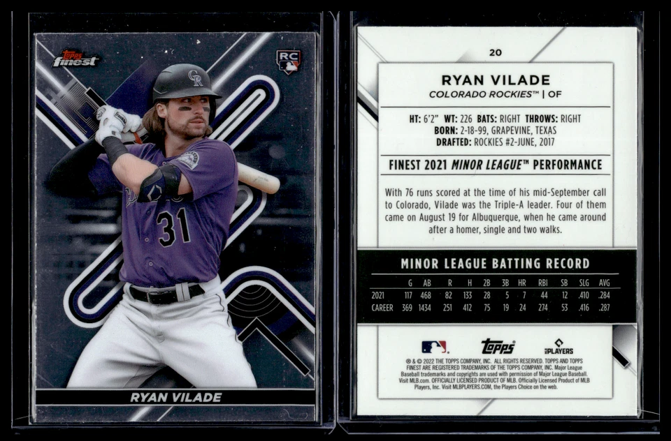 2022 Topps Finest #20 Ryan Vilade Rookie RC - Image 1 of 1