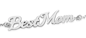 Pulsera de cadena ajustable de plata esterlina sólida 925 Best Mom Box - Imagen 1 de 4