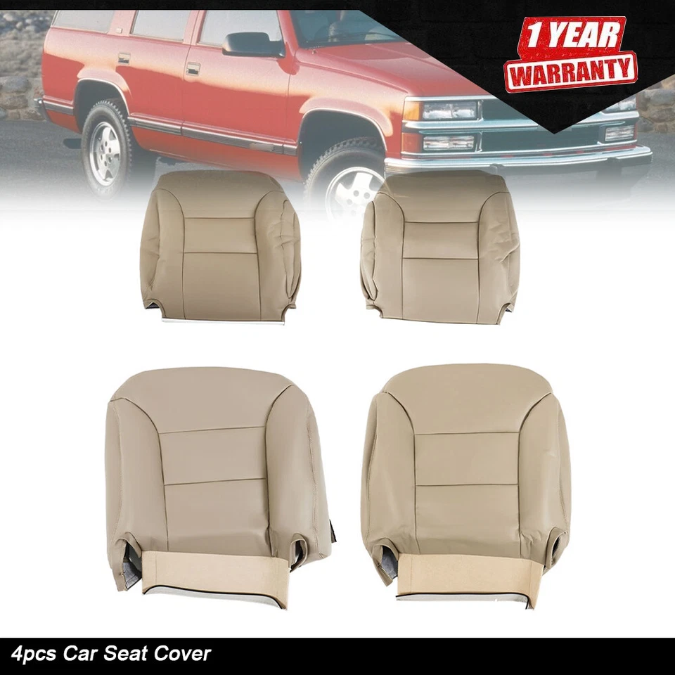For 1995-2000 Chevy Tahoe Front Bottom Top Lean Back Leather Seat Cover Tan - Изображение 1 из 4
