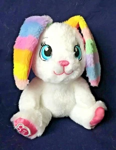 BUILD BEAR BUDDIES - WHITE BUNNY W/ RAINBOW STRIPED EARS PLUSH - 7" TALL  - Picture 1 of 2