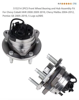 (2) Nuevo buje de cojinete de rueda delantera para Chevy Malibu Pontiac G6 Saturn con ABS 513214 Foto 1 de 4
