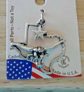 Plata Esterlina 23x24mm tiene cuerno largo en forma de Texas con dije estrella solitaria - Imagen 1 de 3
