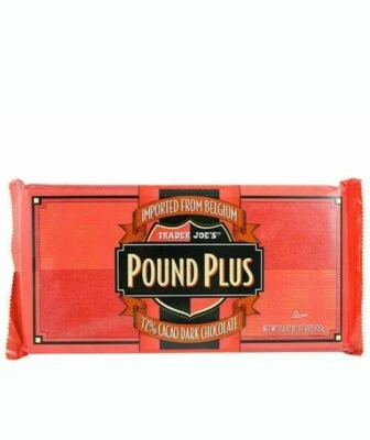 TRADER JOE'S HUGE BELGIUM POUND PLUS 72% DARK CHOCOLATE BAR 1 Lb 1.6 oz - Image 1 of 4