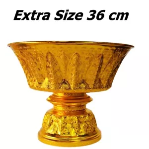 Vintage Style Phan Lao Thai Design High Foot Gold Tray Embossed Aluminum 36 cm - Picture 1 of 6