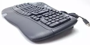 Logitech Wave Y-UV90 Ergonomic Wired Corded USB Keyboard FRENCH/TESTED - Picture 1 of 17