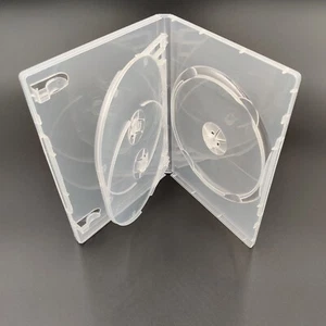 5 X 3 WAY DVD CASE SUPER CLEAR 14MM SPINE - FILM GAME BLUE RAY DVDS WITH SLEEVE - Picture 1 of 4