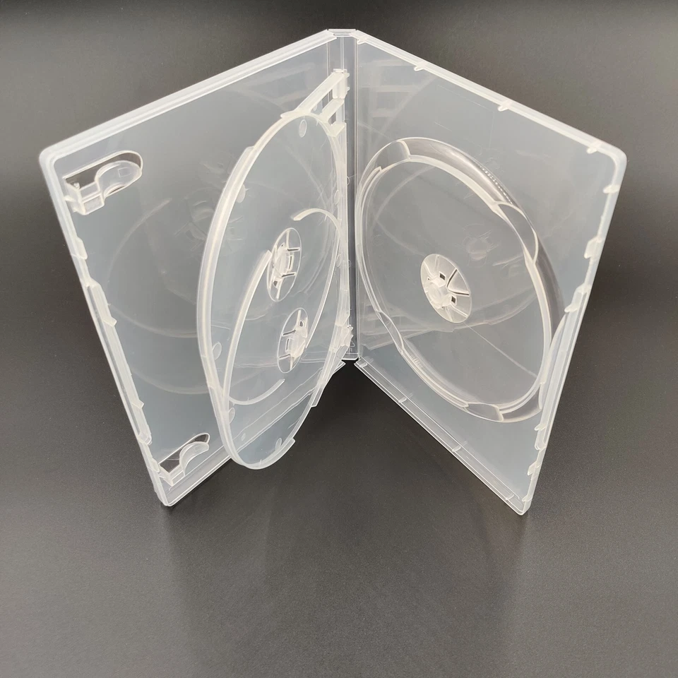 5 X 3 WAY DVD CASE SUPER CLEAR  14MM SPINE - FILM GAME BLUE RAY DVDS WITH SLEEVE - Image 1 of 4