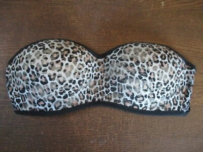 Bandeau ROSA Victoria's Secret Animal Print Sin Tirantes Acolchado Encaje Sin Alambres Foto 1 de 4