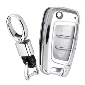 Funda Carcasa TPU Plateada Abatible Llavero Apta para Hyundai Tucson Elantra i30 cv - Imagen 1 de 5