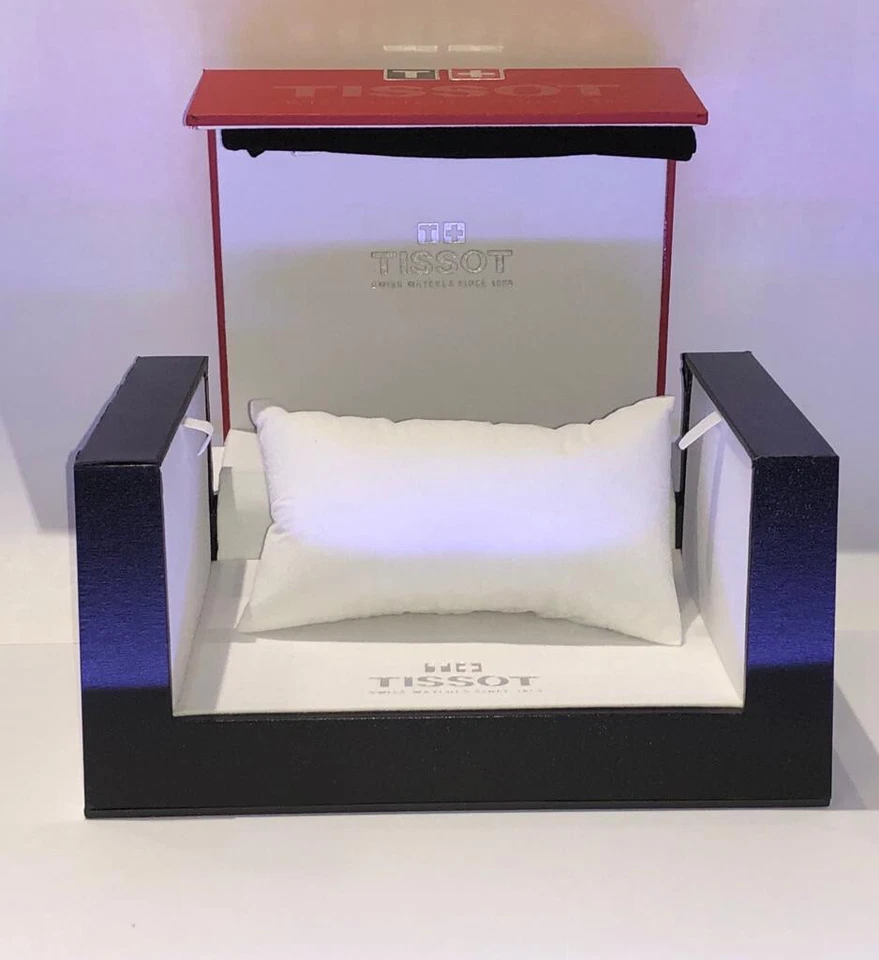 Nueva caja de reloj suizo Tissot original completa con folletos y bolsa de tela Foto 1 de 4