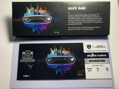 Las Vegas Raiders 2020 Debut NFL Artist Ticket Stub Allegiant Stadium Pick game! Cover