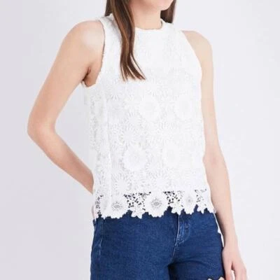 Nuevo Top Maje Marfil Lidony Floral Encaje Sin Mangas Blanco Mujer Talla Mediana 2 Foto 1 de 4