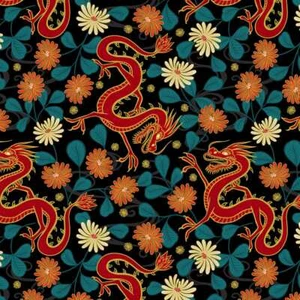 Quilting Patchwork Sewing Fabric Year of the Dragon Teal 50x55cm FQ - Picture 1 of 3