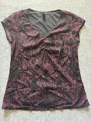 Blusa Camisa Alfani Top Mujer Grande Roja Negra Forrada con Cordones Manga Corta Foto 1 de 4