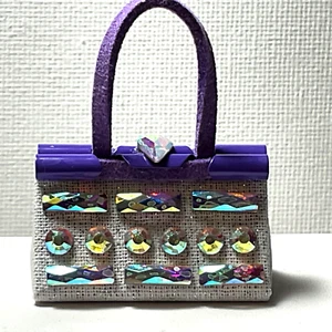 OOAK Barbie Doll Purse White & Purple Bag For 11” Fashion Dolls Designed by ‘Bee - Picture 1 of 8
