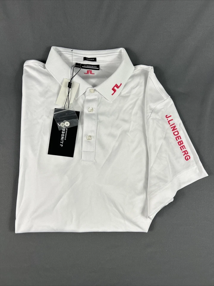 J Lindeberg Golf Shirt Polo Tour Tech Regular Fit XXL White Polyester MSRP $90 - Image 1 of 4