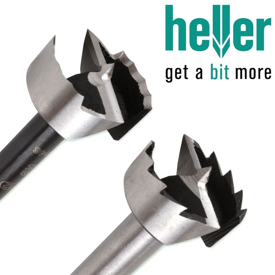 GENUINE HELLER FORSTNER BITS High Speed Precision Wood Drilling Hinge Blind Hole