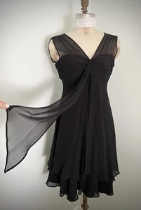 Vintage 90s Donna Rico Black Chiffon Cocktail Dress SZ 4 Small - Picture 1 of 10