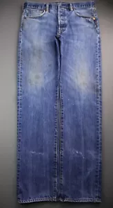 Mens 2017 Levi's Button Fly 501 Jeans Straight Distressed Size 33x34 (Msr 33x33) - Picture 1 of 11