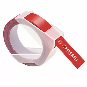 1PK For DYMO Label Maker 3D Embossing Plastic Label Tape A521202 White/Red 12mm - Picture 1 of 6