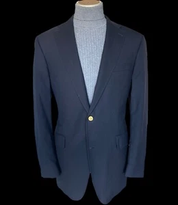 VTG J Press Navy Percival Blazer Gold Buttons 43L University Made In Canada - Picture 1 of 17