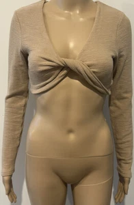 Mooloola Women Beige Long Sleeve Cropped Bikini Style Top Size M 12 10 Festival - Picture 1 of 6