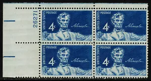 US USA Sc# 1116 MNH FVF PLATE# BLOCK Abraham Lincoln 16th President Statue - Picture 1 of 1