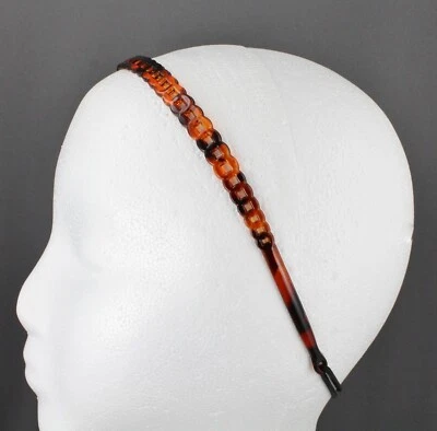 Marrón círculo cadena eslabón gelatina delgada estrecha diadema suave estiramiento agarre dientes Foto 1 de 4