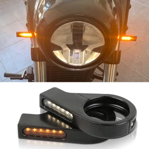 2x Luz intermitentes LED intermitentes de señal de giro para motocicleta 12V para abrazaderas de montaje de horquilla de 39-41 mm - Imagen 1 de 19