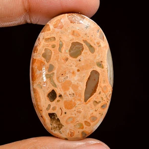 Natural Leopardite Jasper Oval Shape Cabochon Loose Gemstone 43 Ct. 39X25X10 mm - Picture 1 of 1