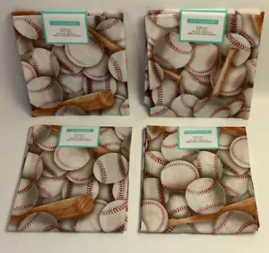 Lot Of 4 Fat Quarters Baseballs Bats Sports - 18" x 21" Precut Cotton Fabric - Picture 1 of 3