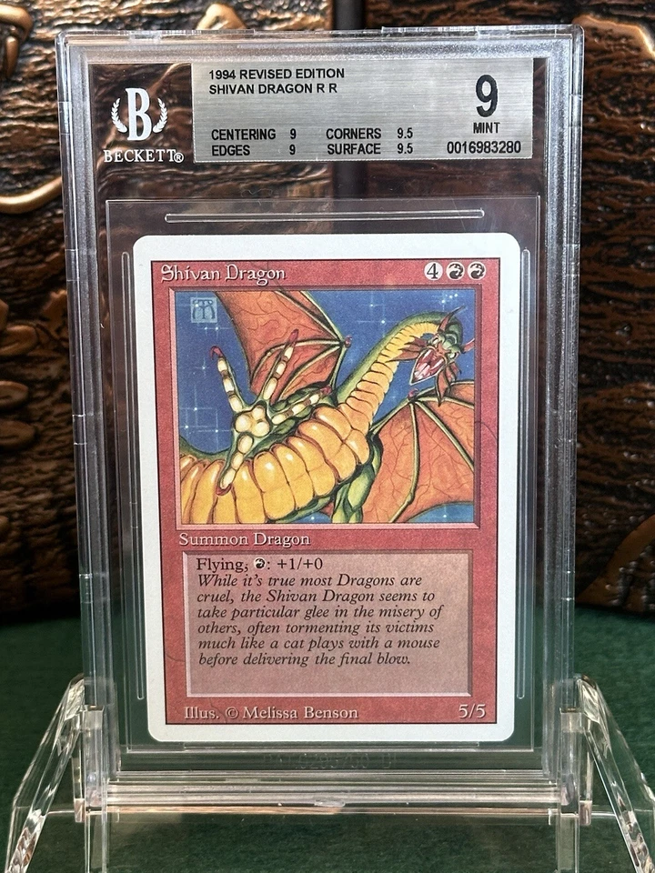 Shivan Dragon - MTG - 3rd Edition Revised. BGS 9 Mint. Quad ++ Old School 94 - Image 1 of 4