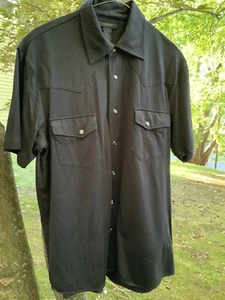 Vintage 1990’s Express Brand Juniors Large Black  Snap Up Short Sleeve Shirt NNW - Picture 1 of 7