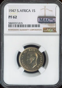 1947 Sudafrica Argento Scellino Proof NGC PF62 Qualità - Foto 1 di 2