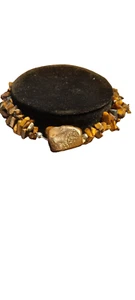 Tigers Eye Gemstone Cluster Bracelet Double Strand With large Tigers Eye Stone - Picture 1 of 2