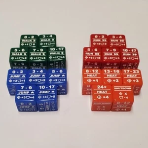 Paquete de 20 dados modificador de movimiento y modificador de calor Battletech | dados codificados por colores - Imagen 1 de 5